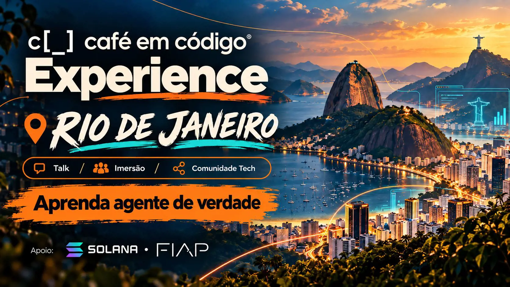 Banner do evento Café em Código Experience Imersão Agentes de IA no Mundo Real - RIO DE JANEIRO